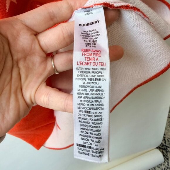 Burberry Denise TB & Star Sweater Dress , Red/Orange/white , Size 12(girl) - Picture 7 of 9